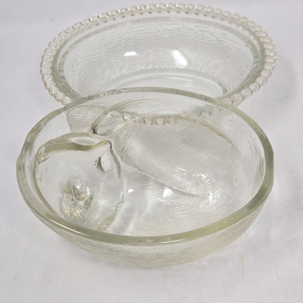 Vintage Cat On Nest Confections Indiana Glass KITTEN CANDY BOX Candy Dish - Picture 7 of 11